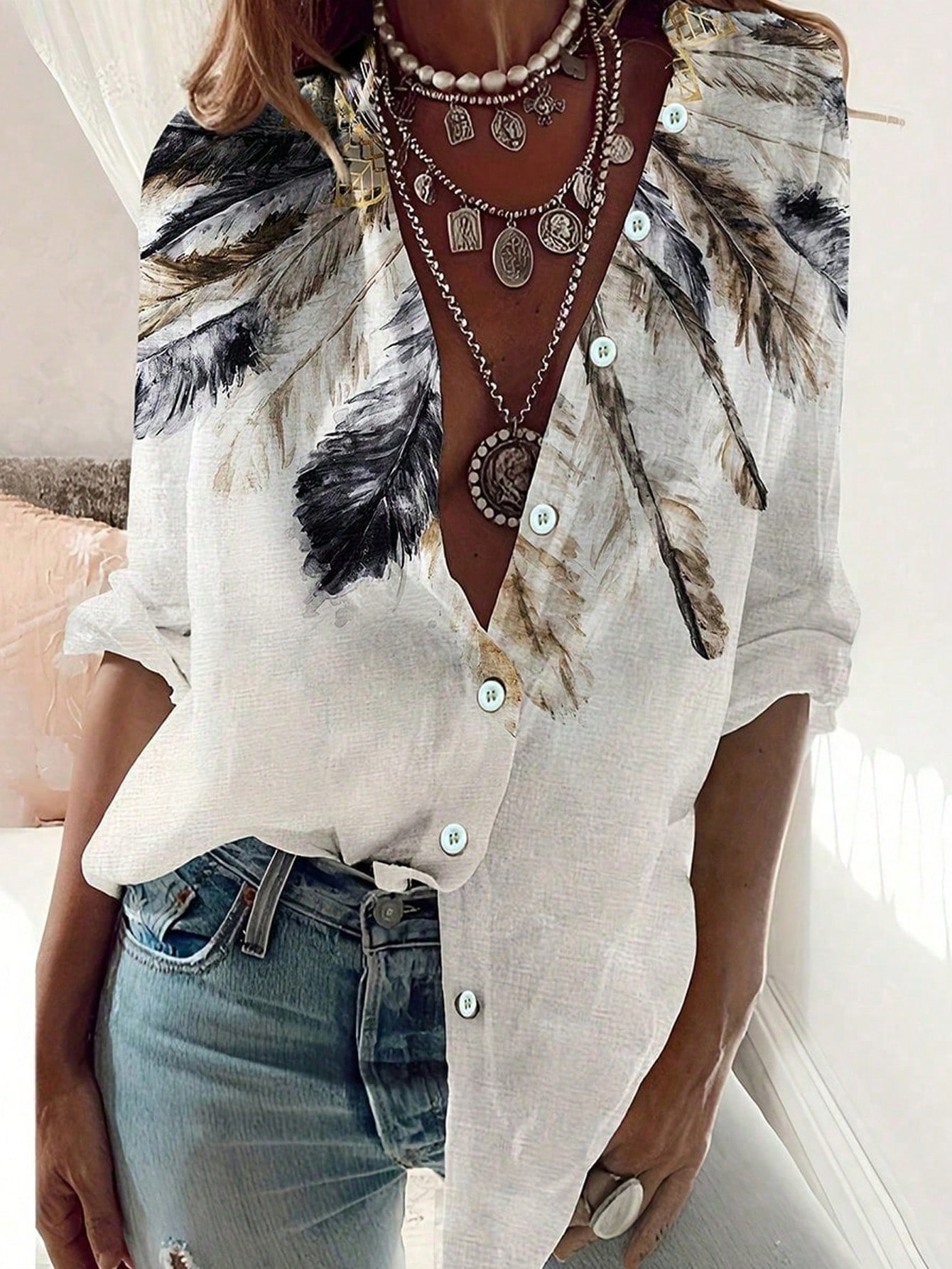Women's Western ethnic print f - Sewing V review and price