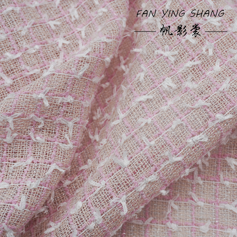 Pink White Plaid Bow Tweed Fab - Sewing Tweed review and price