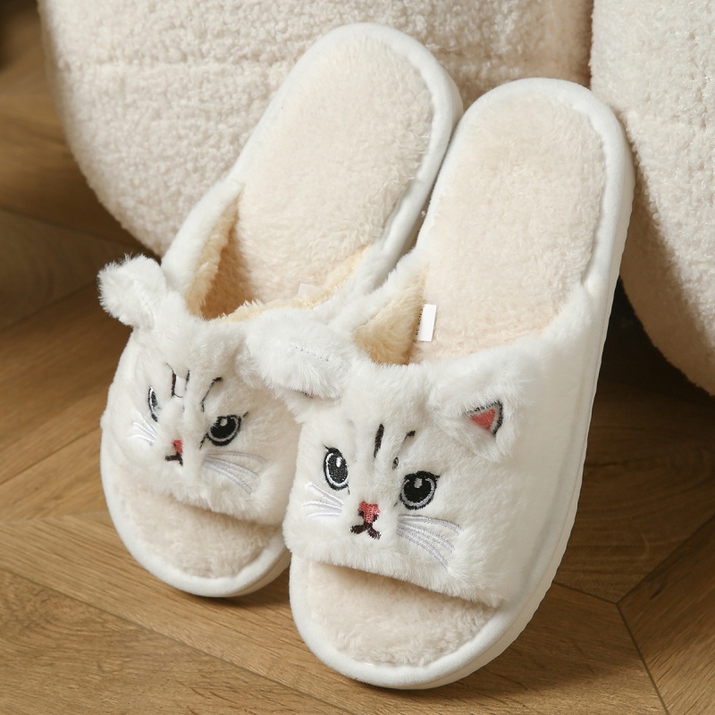 Cute Cat Plush Flip Flops For  - Sewing Cloth review and price